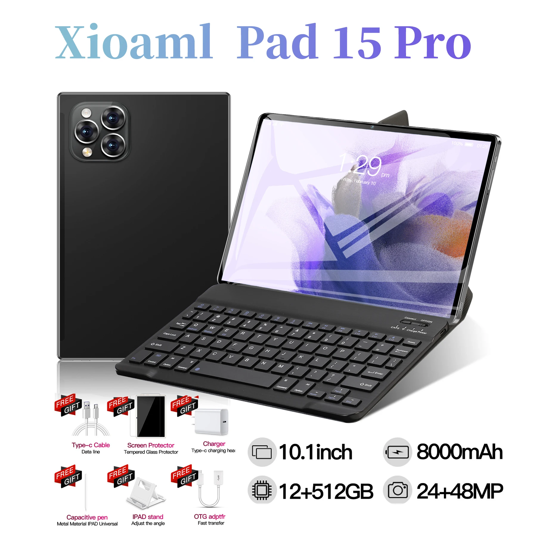 

2024 NEW Xioaml Pad 15 Pro Tablet Global Version Android 13 Tablets 10.1 Inch 16GB 1TB 5G Dual SIM GPS Bluetooth WiFi Tablet PC