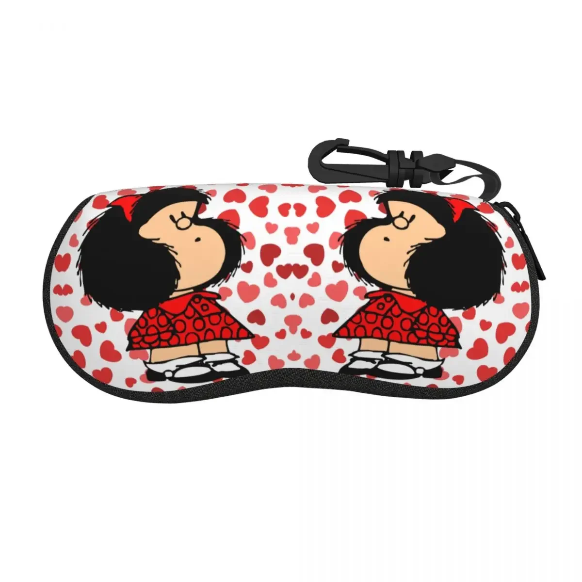 Custom Mafalda Power With A Surprised Face Sunglasses Case Neoprene Zipper Quino Kawaii Cartoon Eyeglass Case Protective Box