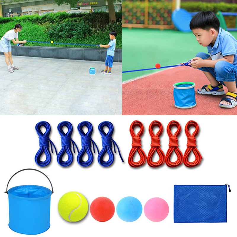 Outdoor Games Kids Toys Sensory Integration Training Catch The Ball with A Rope Pass Challenge Adult Team Building Track Dribble