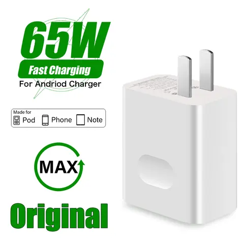 Supervooc charger 65W for OPPO OnePlus Realme QC3.0 USB Fast Wall adapter For Samsung Huawei Xiaomi Redmi Moto Tcl Phone Plug us