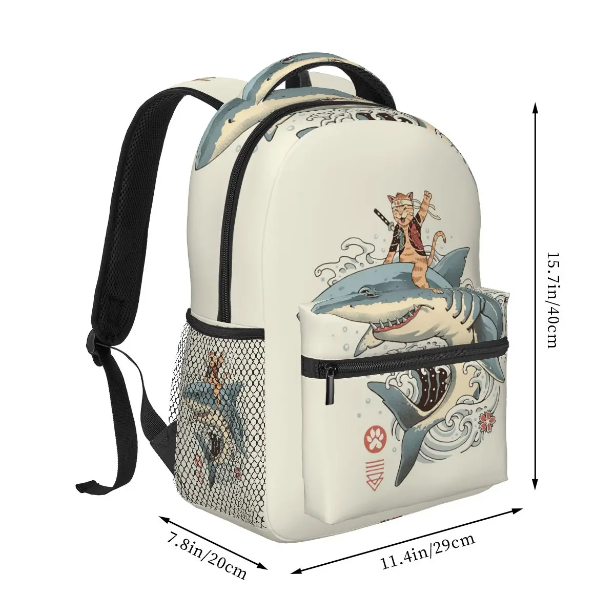 Creative Shark Printed Backpack Student Boys Girls BookBag Kids School Bag Computer Shoulder Bags for Men Women
