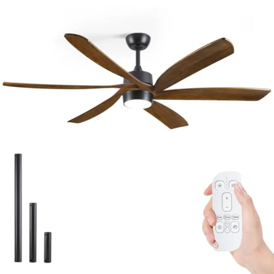 

72 Inch Wood Ceiling Fan with Light and Remote, Outdoor Fans for Patio Damp Rated, Large Airflow 9257 CFM, Quiet DC Motor, Mode