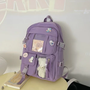 Popular purple color pink girls high school student backpack bags 11 Main Sales Bag pink - №5