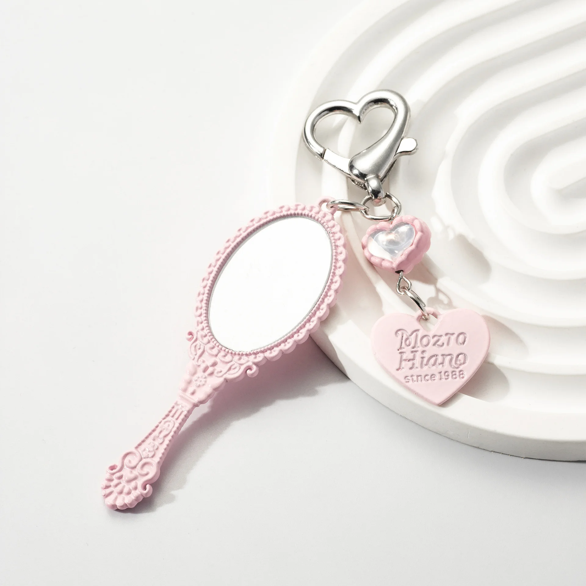 New Metal Keychain With Handle Mirror Element Y2k Style With Love Mobile Phone Bag Pendant Creative Sweet Cool Fashion Pendant