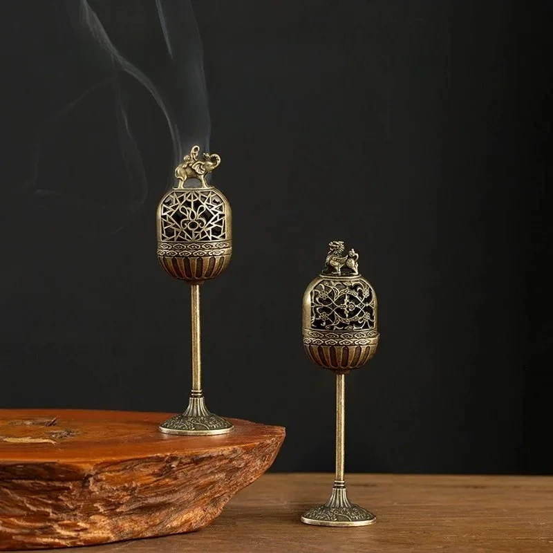 Pixiu High Footed Incense Burner Household Small Size Incense Burner Indoor Meditation Palace Lantern Shaped Incense Burner