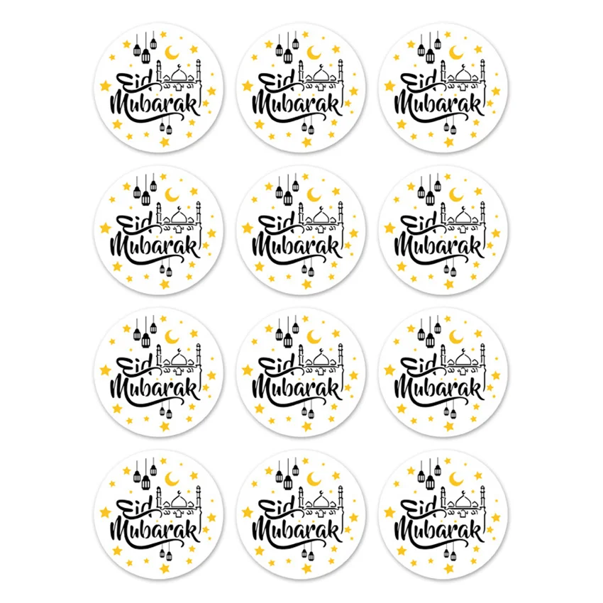 60Pcs Ramadan Kareem Eid al-Fitr Decorative Stickers Blessed Eid Mubarak Muslim Religion Festival Decor Food Gift Bag Sealing