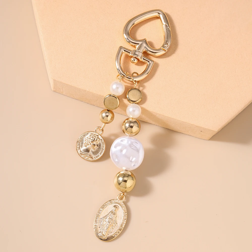 

Aihua Y2K Gold Color Metal Virgin Mary Keychain for Women Vintage Classic Elizabeth Queen Keychain Jewelry Gifts