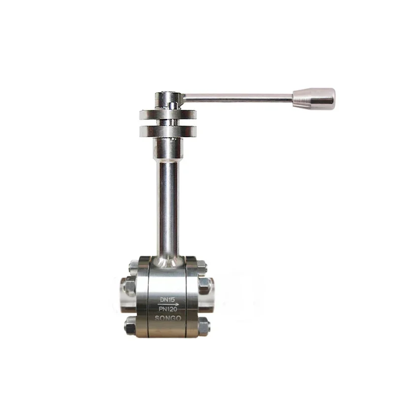 DN25 -196degree  Ultra-Low Temperature Forged SS304 Steel Extended Stem Female Thread Pneumatic Cryogenic Ball Valve image 3
