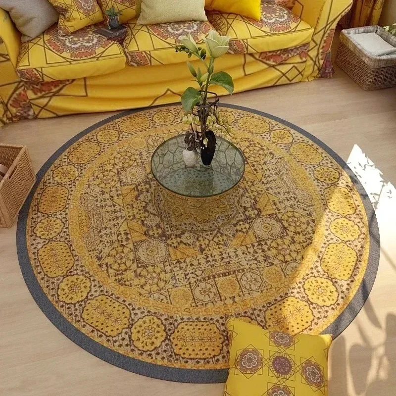 

Bohemian Round Rug with Intricate Mandala Patterns – Colorful Floor Mat for Living Room & Bedroom Decor
