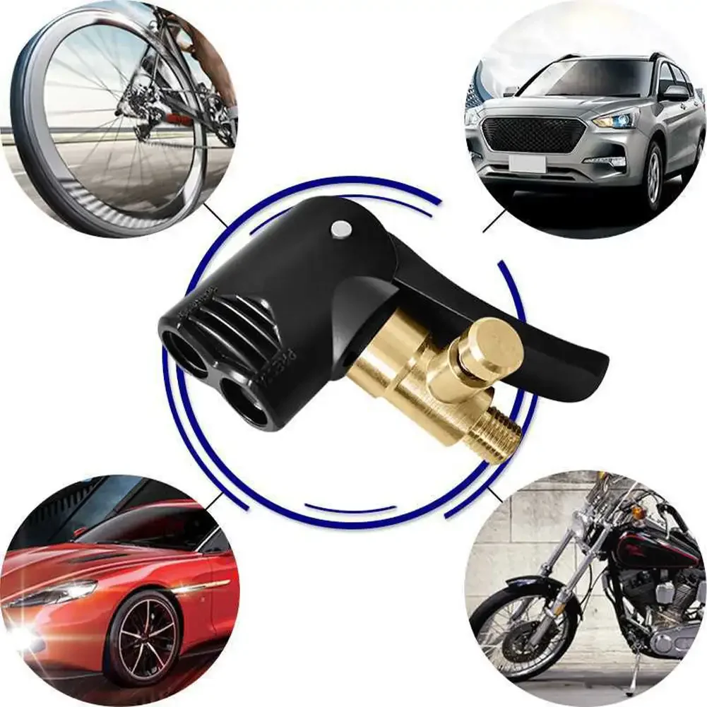 1Pc Car Tire Air Chuck Inflator Pump Valve Connector Clip-on Adapter Tyre Wheel Valve Brass Portable Inflatable Pump Accessories