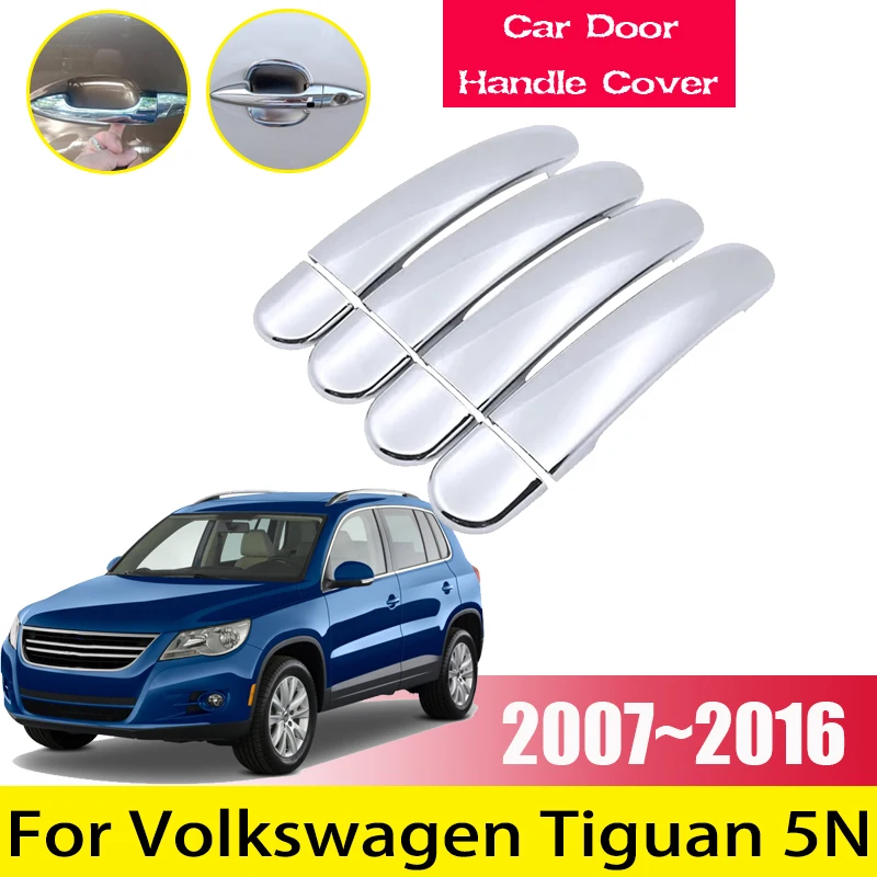 

Хромированная глянцевая черная дверная ручка для Volkswagen VW Tiguan 5N, аксессуары 2007 ~ 2014 2015 2016, внешняя защитная наклейка для автомобиля