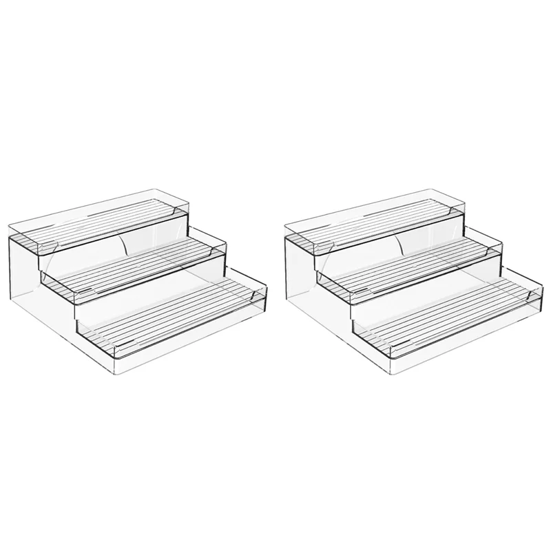 

AB11-2X Tiered Cupboard Shelves - Frees Tanding Kitchen Pantry Storage For Tins, Jars And Cans - For Pantries Display Stand