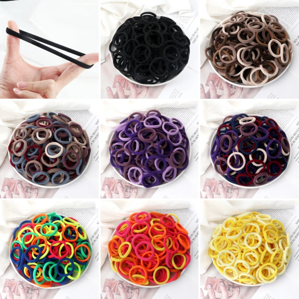 20-200Pcs/Set Multi Mix Color Hair Band Hairband Accessories Woman Kids Girls Ponytail Holder Elastic Scrunchies Rubber Headband