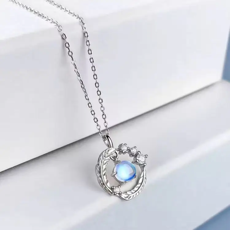 Simple Delicate Feather Star Round Circle Rhinestones Necklace Female Collar Chain Wedding Party Pendant Necklace Trendy Jewelry