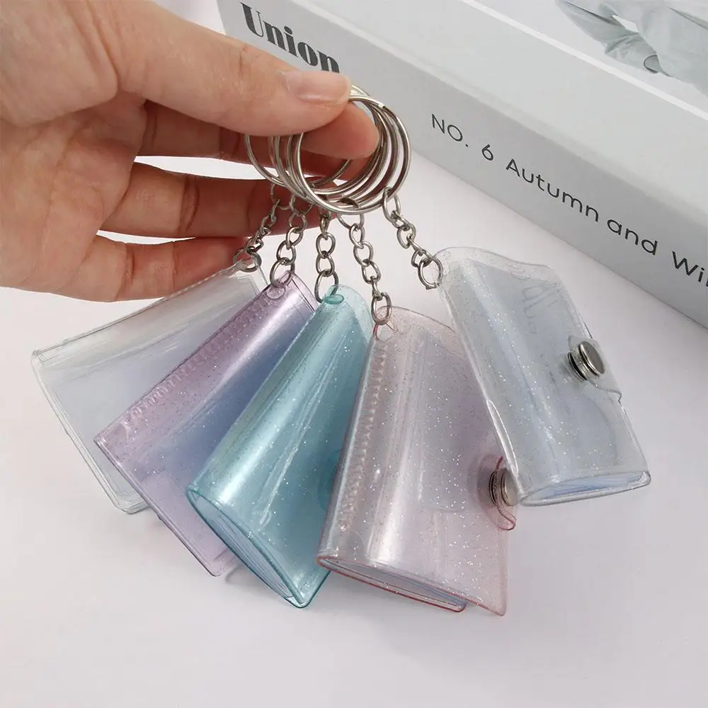 Transparent Jelly Color Card Stock 1 Inch 2 Inch Mini Photo Album Photo Card Holder Binders Albums Photos Holder Keychain