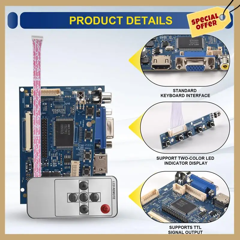7-дюймовый ЖК-экран 1024x600, плата драйвера с платой драйвера, монитор для Raspberry Pi, поддержка AV, реверсивный приоритет-WMAN