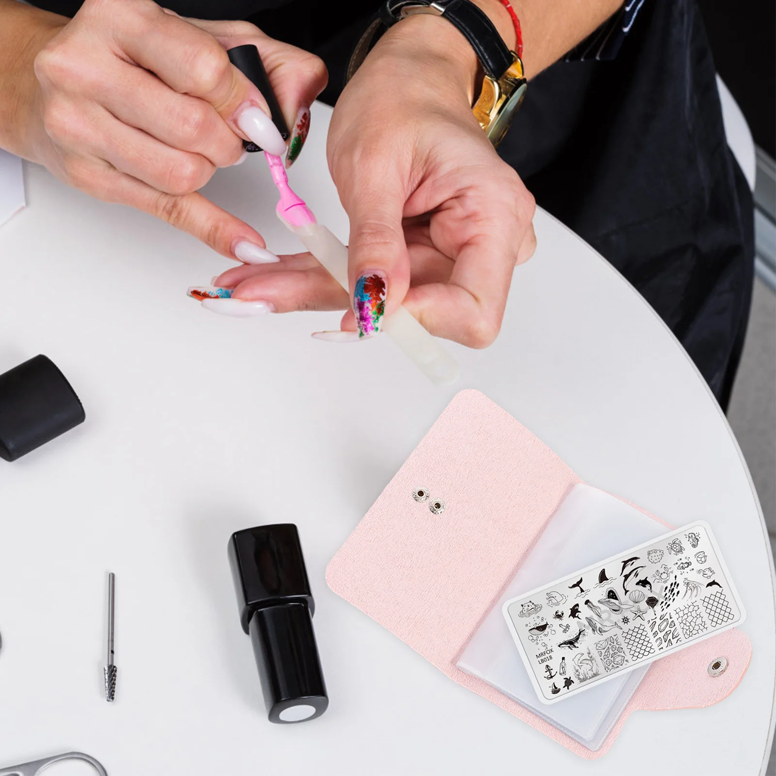 

1Pcs Nail Printing Template Pouch Portable Storage Bag Nail Art Plates Holder Manicure Organizer 20 Card Slots