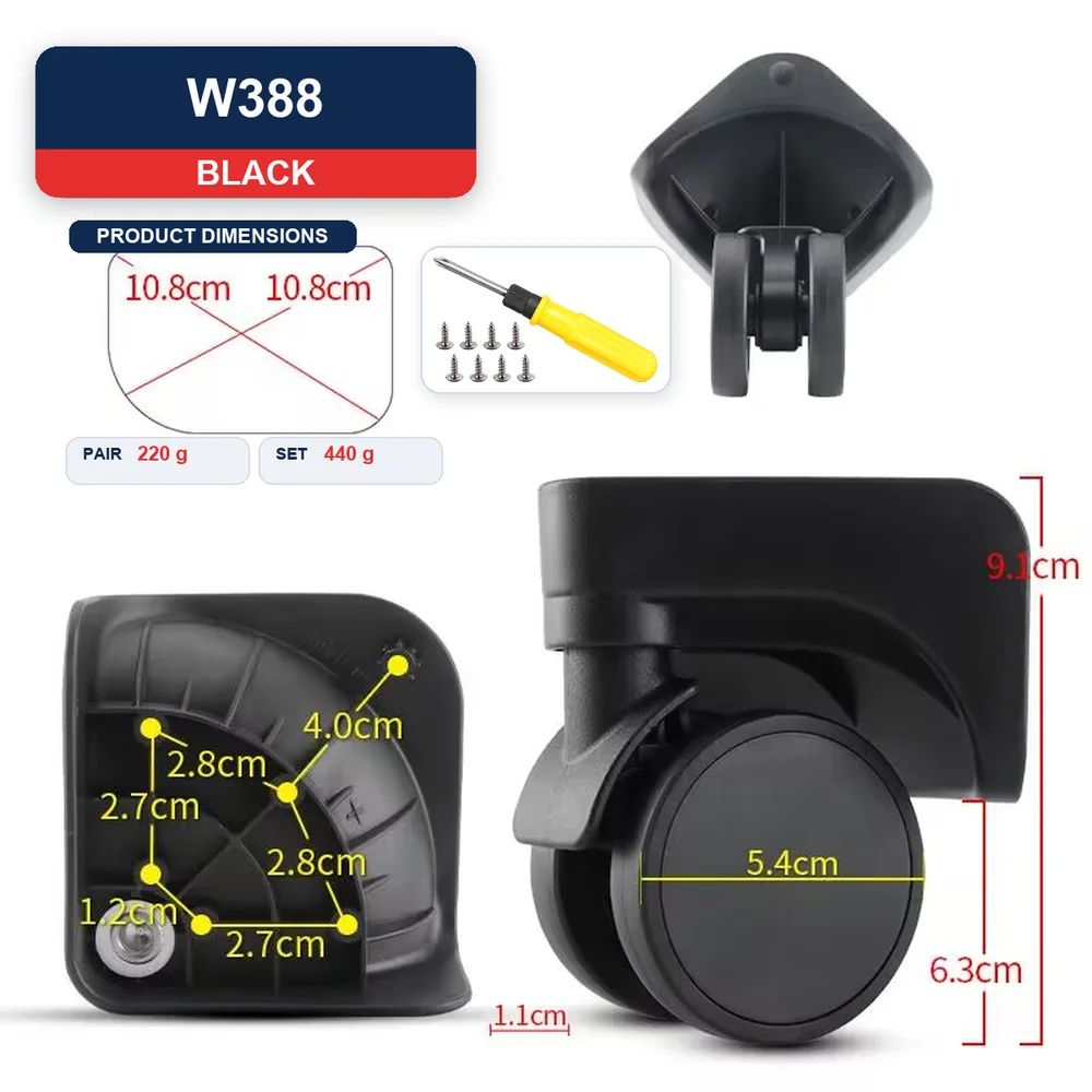 Black Replacement Luggage Wheel For Semir HY B-002 For Bailijia B-193 For Semir HYB-002 For Bailijia 193 Caster Repair Part