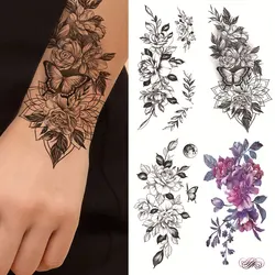 Color Flower Tattoo Sticker for Hand Body Waterproof Snake Flower Temporary Tattoos Female Fake Tattoo for Women