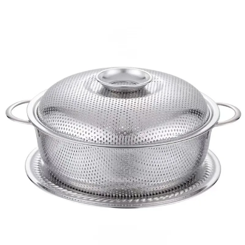 Wash vegetable basket Rice washing basin Fruit plate Strainer Colander Stainless steel dense hole drain basket Drainage basin
