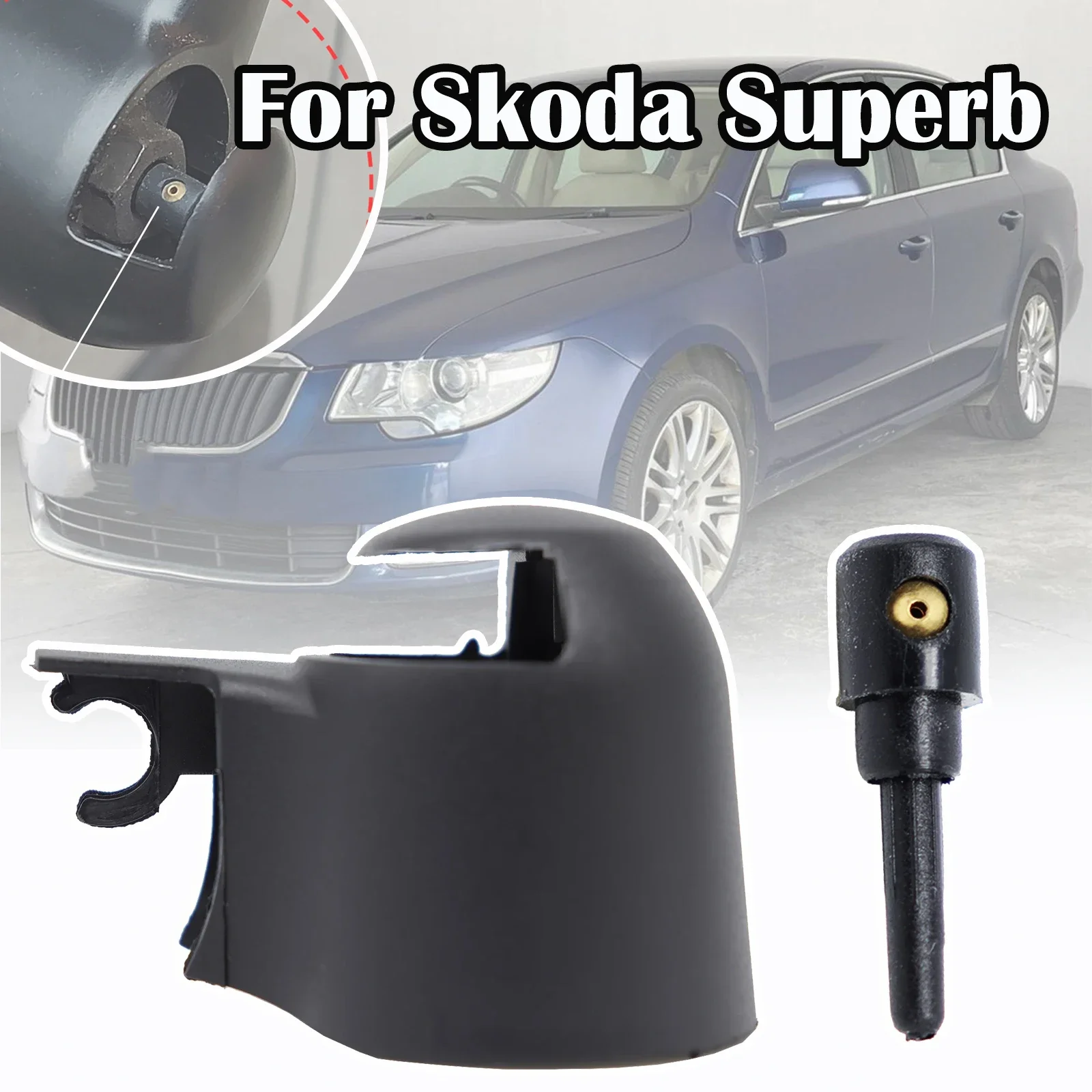 

Car Rear Windshield Window Wiper Arm Rocker Bolt Cover Cap Washer Jet Nozzle Accessories For Skoda Superb 3T 2009 - 2014 2015