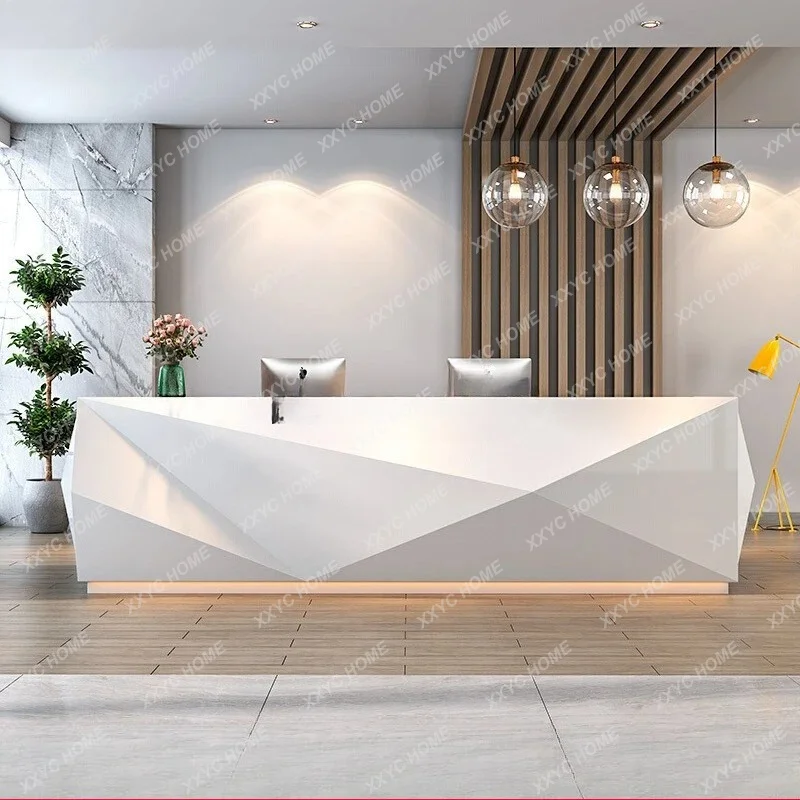 

L White paint front desk reception desk simple modern company welcome consultation beauty salon bar hotel checkout page