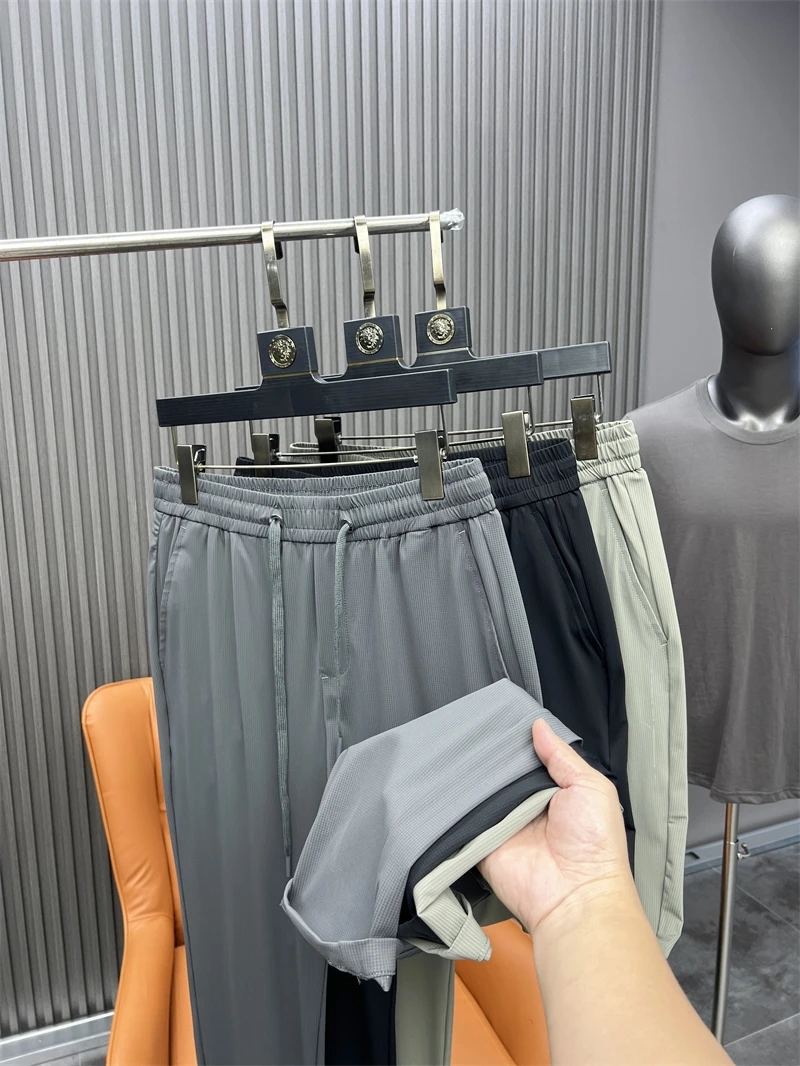 

Svip Men's Summer Casual Pants Milk Silk Ice Oxygen Bar High Elastici Four Sides Cool Feeling Comfortable Long Trousers