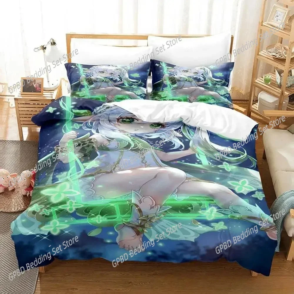 Kawaii Girls Game Nahida Genshin Impact Comfortable Duvet Cover Pillowcase Bedding Set Children Bedroom Decoration Home Textile