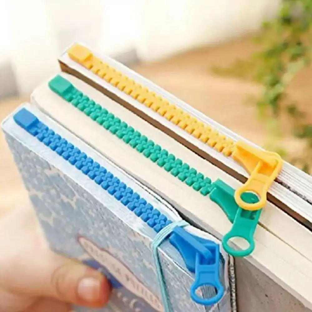 Creative Zipper Shape Bookmark, Funny Unique Book Marker, Random Color 2Pcs Set, Novelty Book Page Clip for Reading Book Lovers,