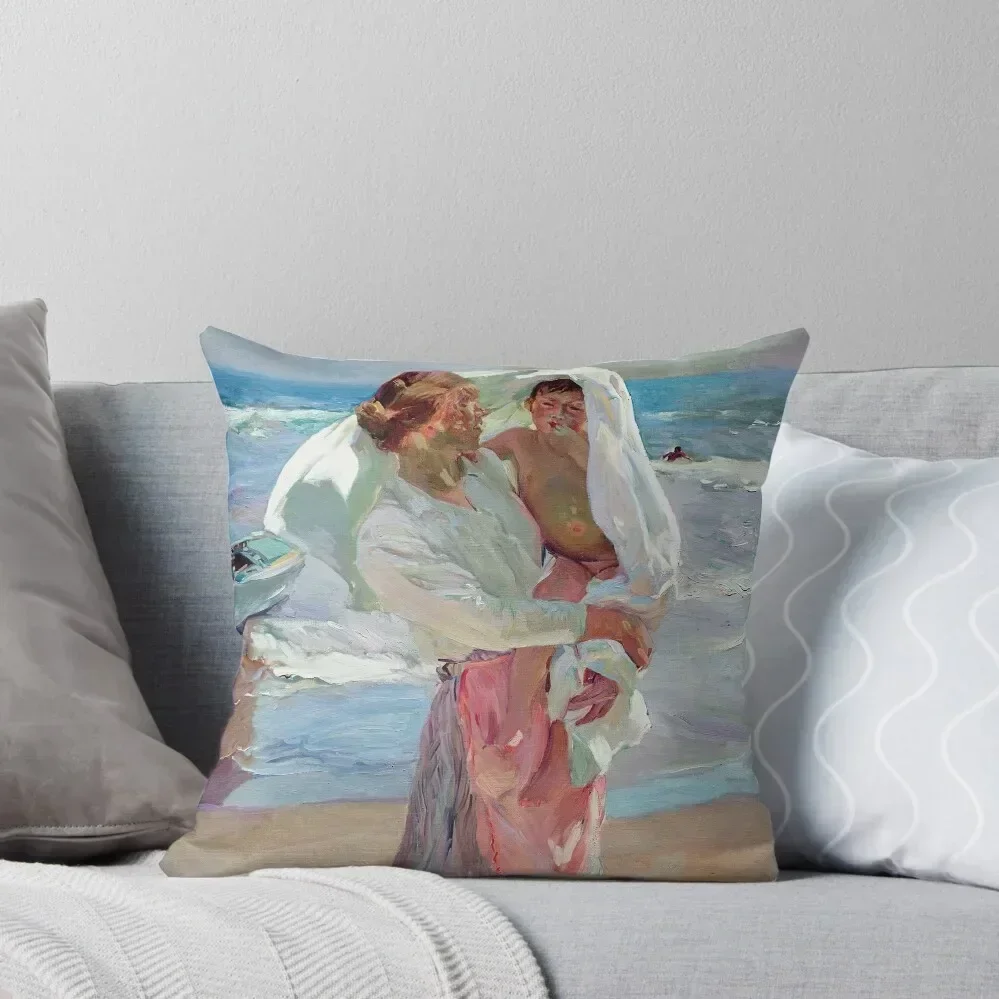 Joaquín Sorolla - After Bathing (1915) Throw Pillow Embroidered Cushion Cover Christmas Pillows Plaid Sofa pillow