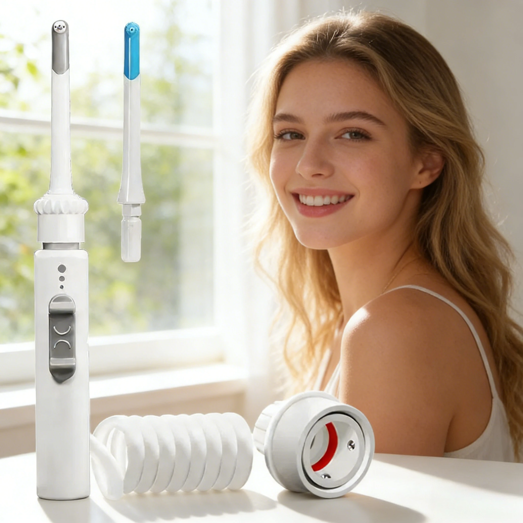 

Mounted Oral Irrigator Mechanical Water Flosser Portable Teeth Cleaner with Powerful Nozzles for Deep Plaque Removal Faucet