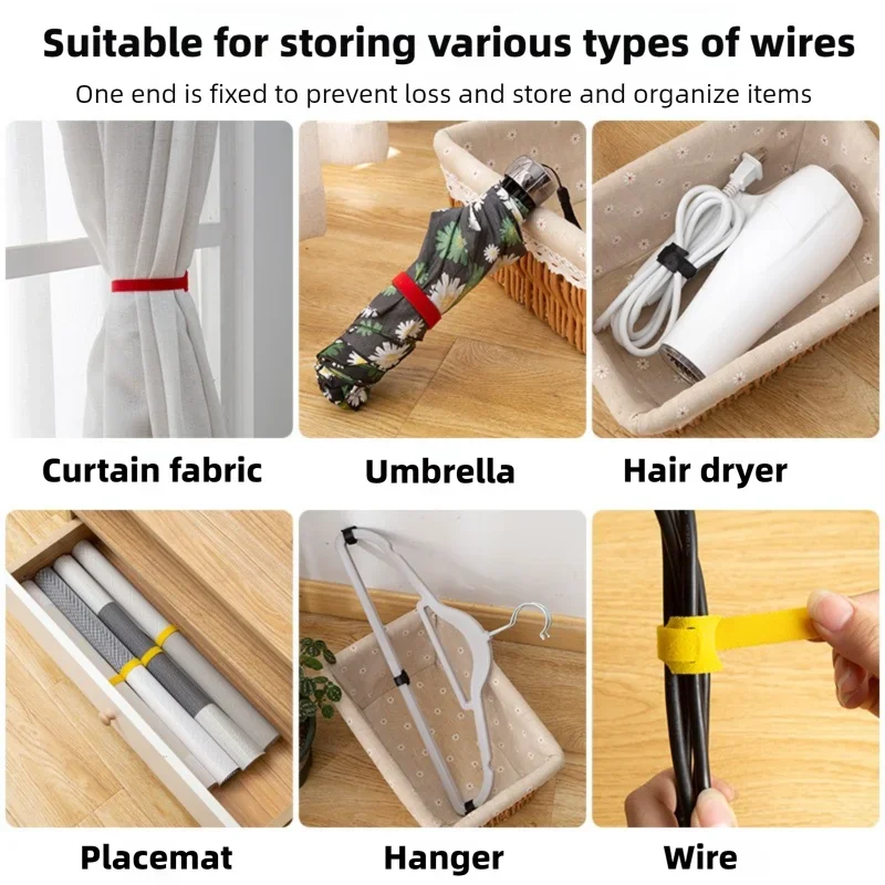 Fascette per cavi con gancio e anello: organizer per cavi riutilizzabile per cavi dati, caricabatterie e PC |   Gestione dei cavi domestici