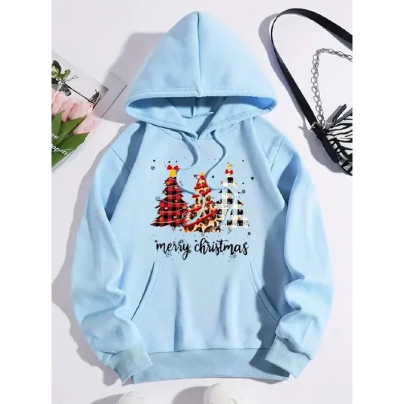 

2024 autumn and winter new European and American independent station women's funny print Christmas holiday casual autumn and win