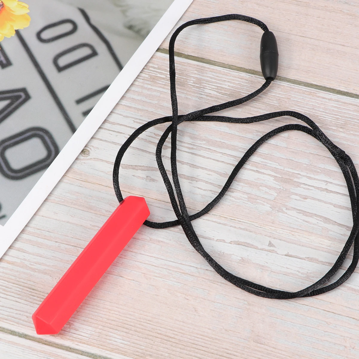 

1pc Baby Molar Necklace Teether Pendant Chew Molar Rod Teeth Health Gift Infant Toddler (Red Rope 80Cm)