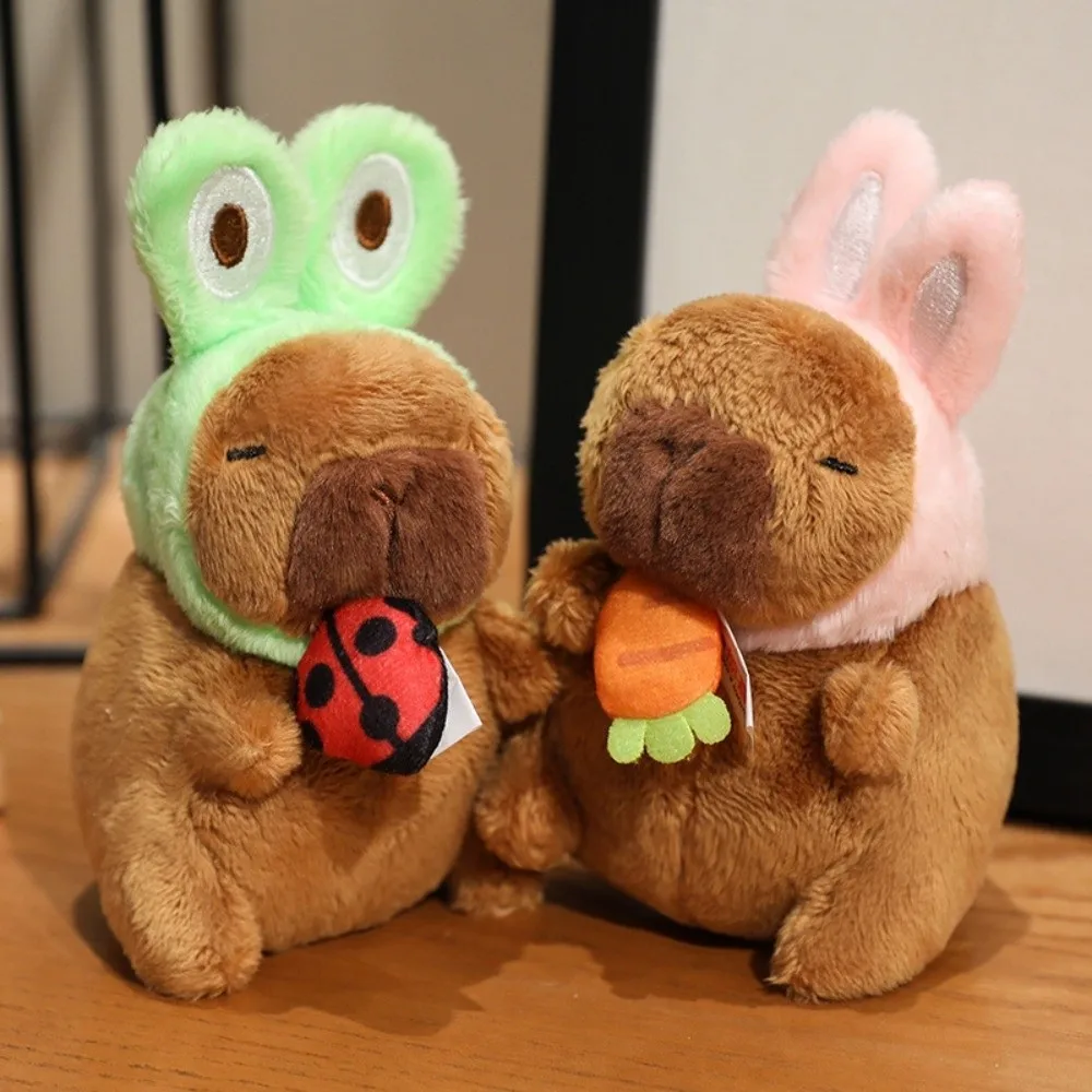 LLavero de muñeco de peluche, llavero de perro gato tímido de peluche, Animal divertido, capibara, colgante de muñeco de peluche suave y bonito, colgante para chico y niño