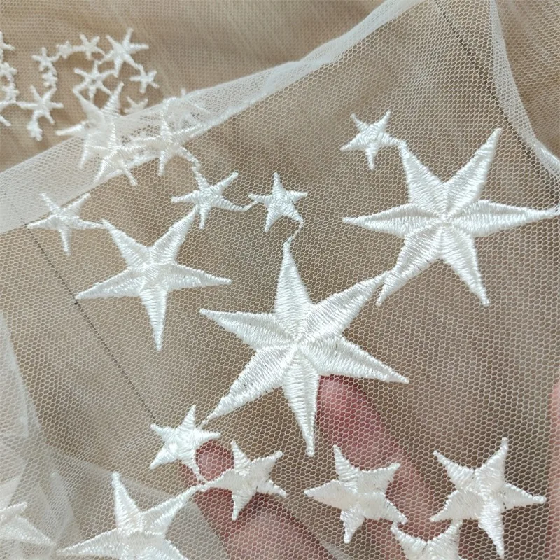 new-fashionable-soft-skin-embroidered-star-lace-mesh-fabric-luxury-wedding-clothing-handmade-diy-decorative-accessories