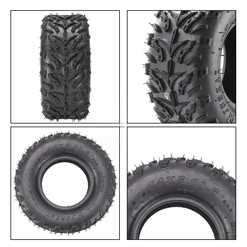 Modified Small Four-wheel ATV Beach Car Kart Accessories 14X5.00-6 Vacuum Tire Snowplow Thickened Outer Tire