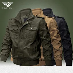 Big Size 6XL Army Cargo Jackets Men Spring Autumn Military Multi-pocket Bomber Coats Male Stand Collar Air Force Tactical Jacket