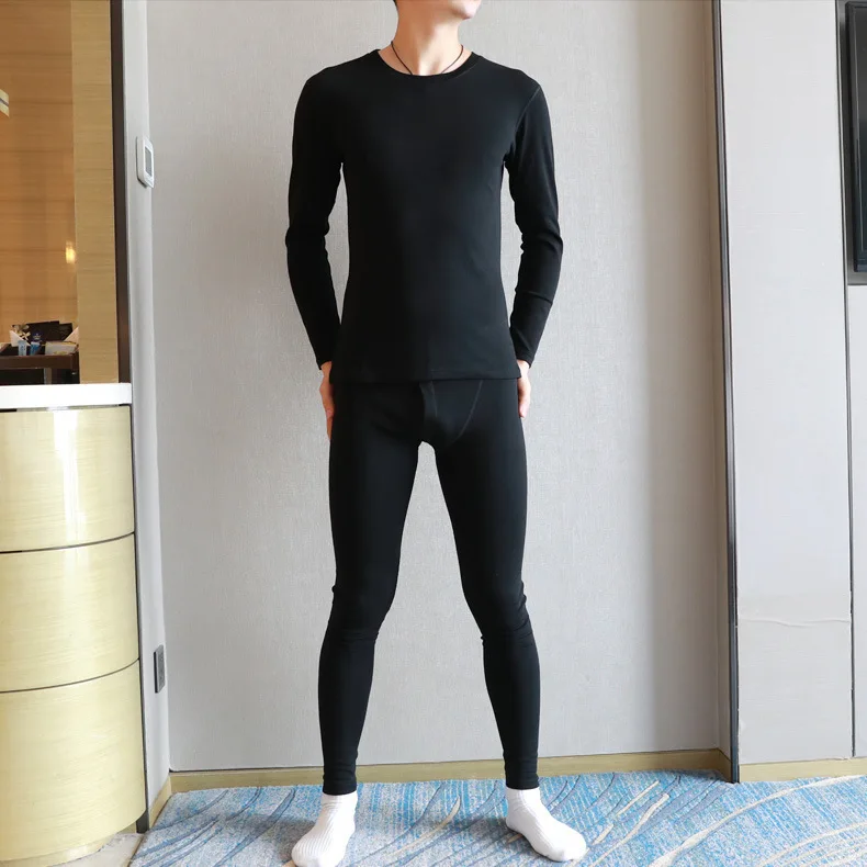 Men's Warm Sets Autumn/Winter Base Cotton Solid Color Thermal Underwear for Young Low Waist Thick Style Slimming Bottom Lingerie