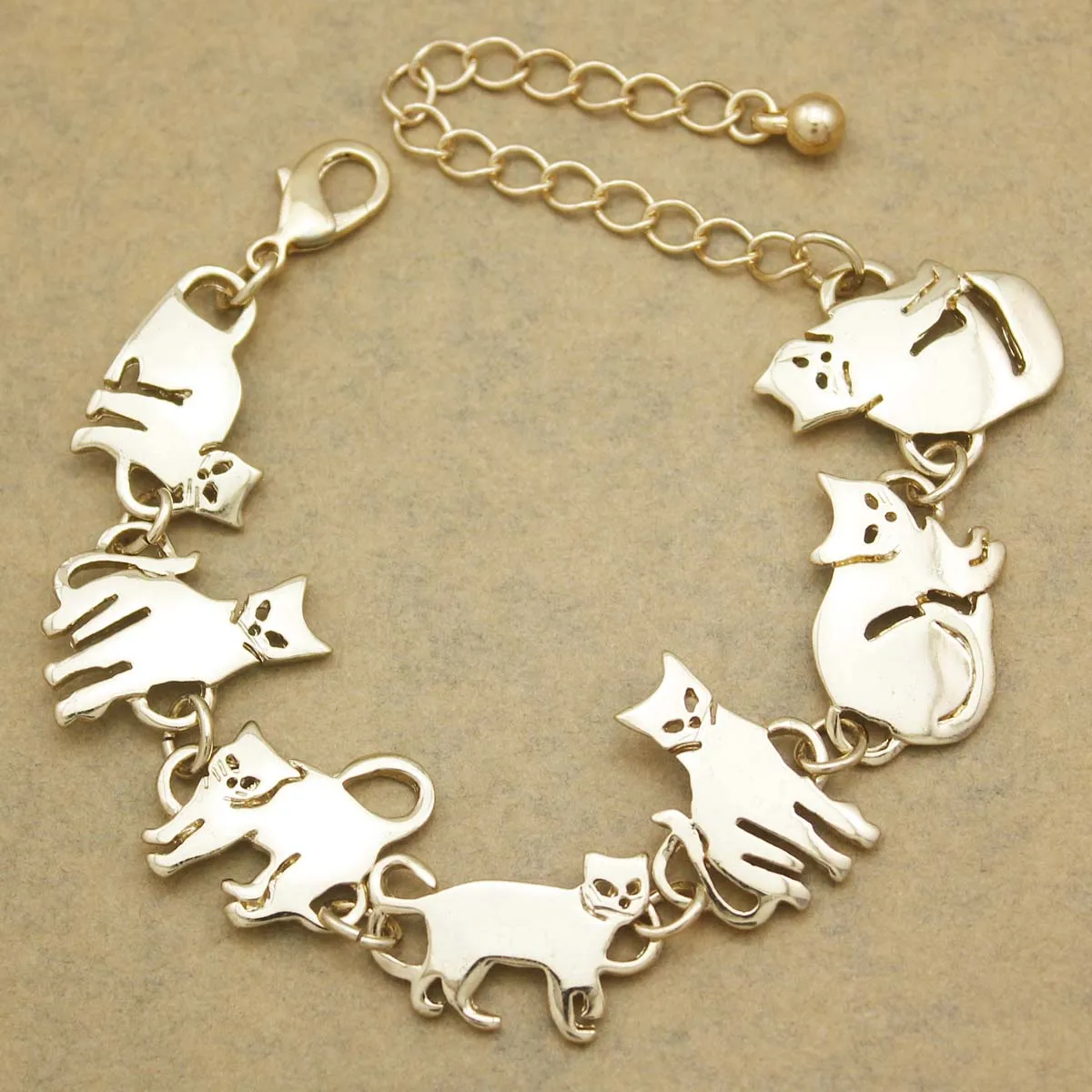 Cat Pendant Charm Chain Link Bracelets For Women Cowgirl Cuff Bangles Party Gift Fashion Jewelry Pulseira Feminina Dropshipping