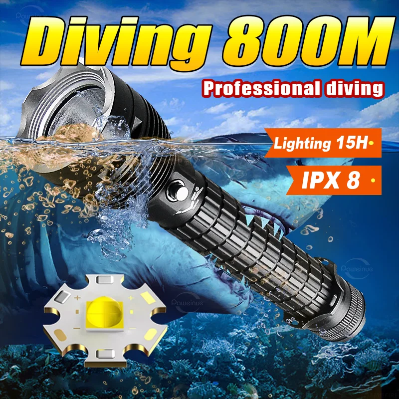 

Мощный фонарик для дайвинга, высочайший водонепроницаемый рейтинг, профессиональный фонарь для дайвинга с ручной веревкой, фонарик для рыбалки на открытом воздухе