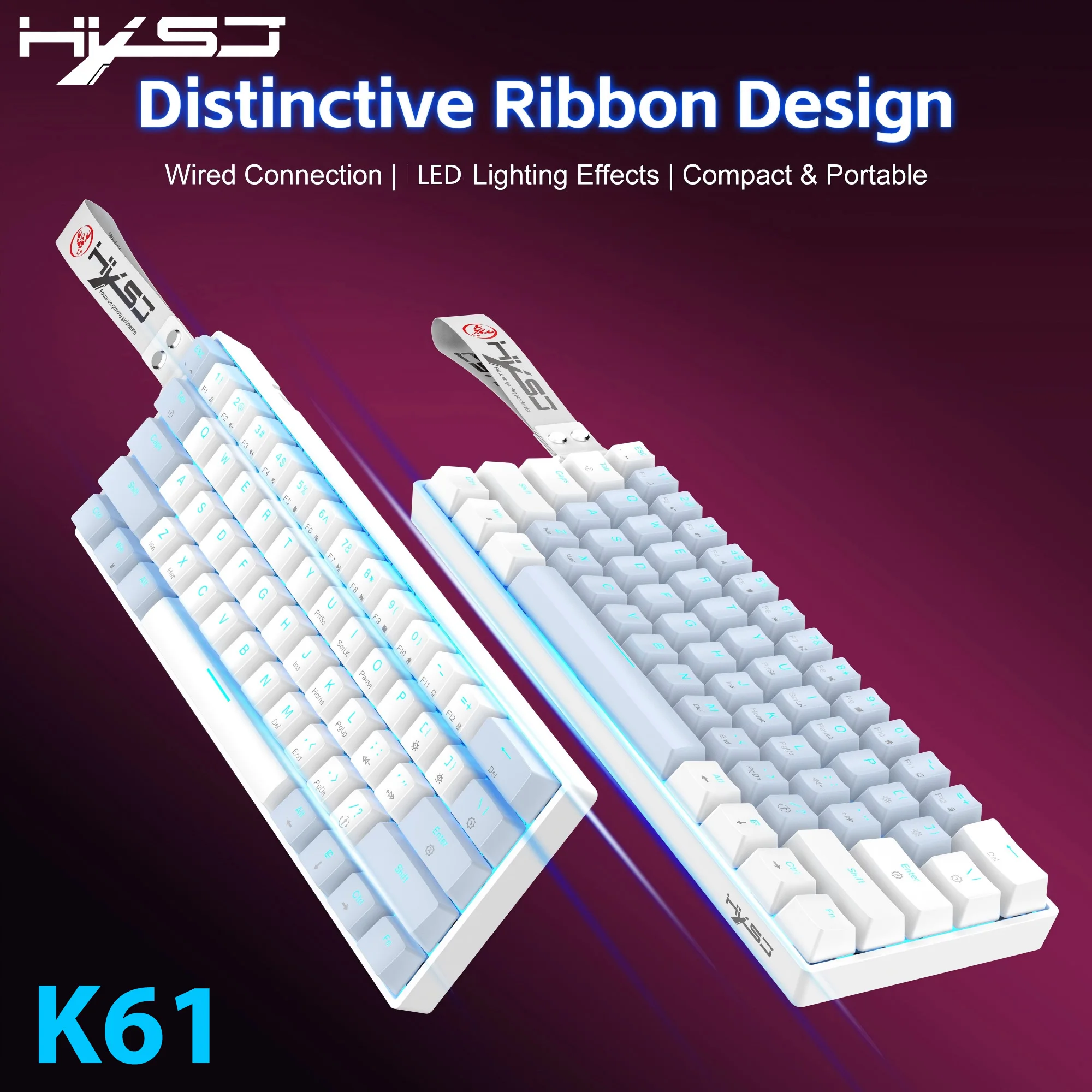 2026 New Arrival Mini 60% Wired Mechanical Keyboard LED RGB Lighting USB Type-C ABS Compact Portable 61-Key Office Keyboard