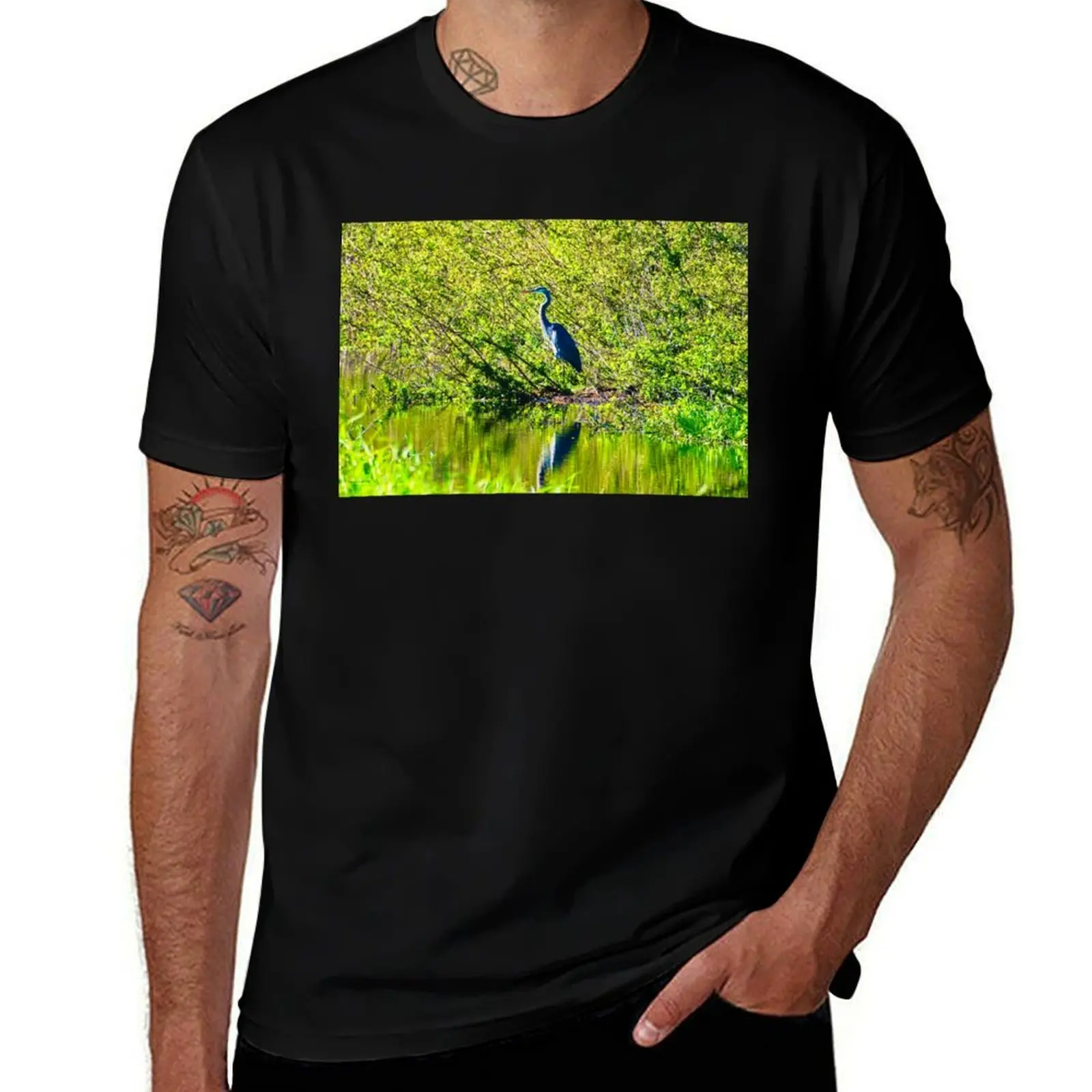 

Heron in the Marsh T-Shirt cotton t shirts high quality t shirt personalised mens graphic t shirts T-Shirt