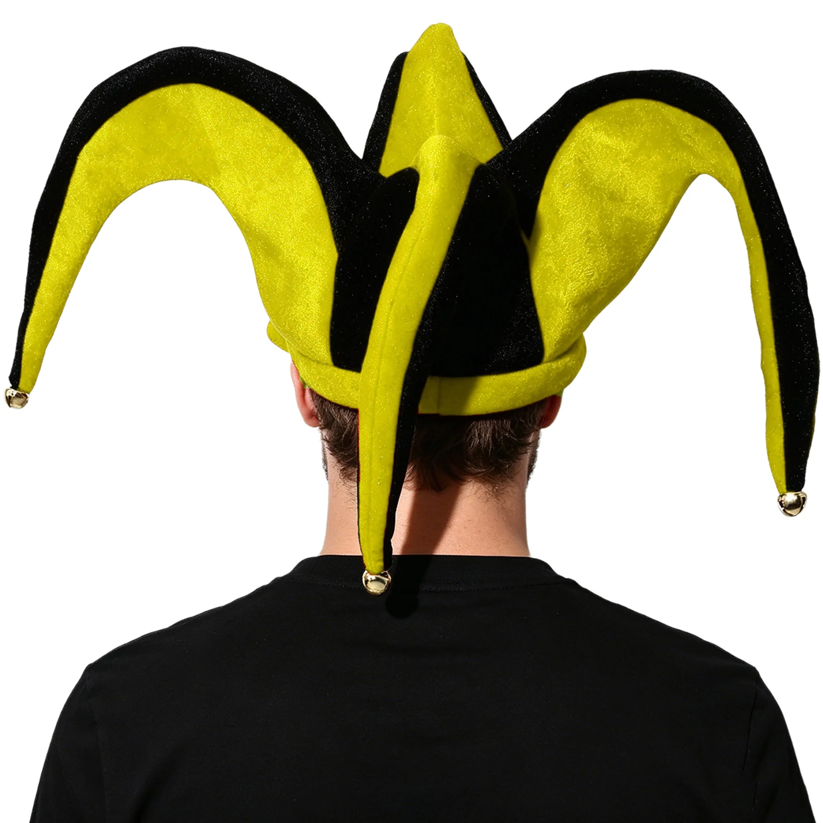 Unisex Adults Men Women Clown Contrast Color Funny Jester Hat Cap with Bells for Halloween Cosplay Carnival Stage Performances