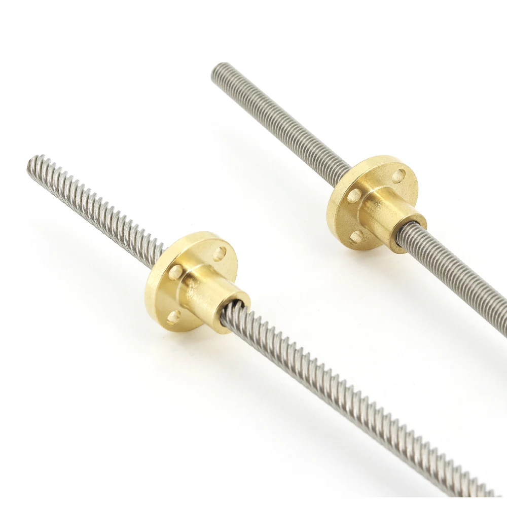 304 Stainless Steel T8 Screw Length 1200mm Lead 1mm 2mm 3mm 4mm 8mm 10mm 12mm 14mm 16mm Trapezoidal Spindle 1pcs with brass nut