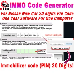 IMMO Pin Code For Nissan Code Generator For Nissan Coder Pin Code 22 digits Encrypted PIN to obtain the lmmobilizer code (PIN)