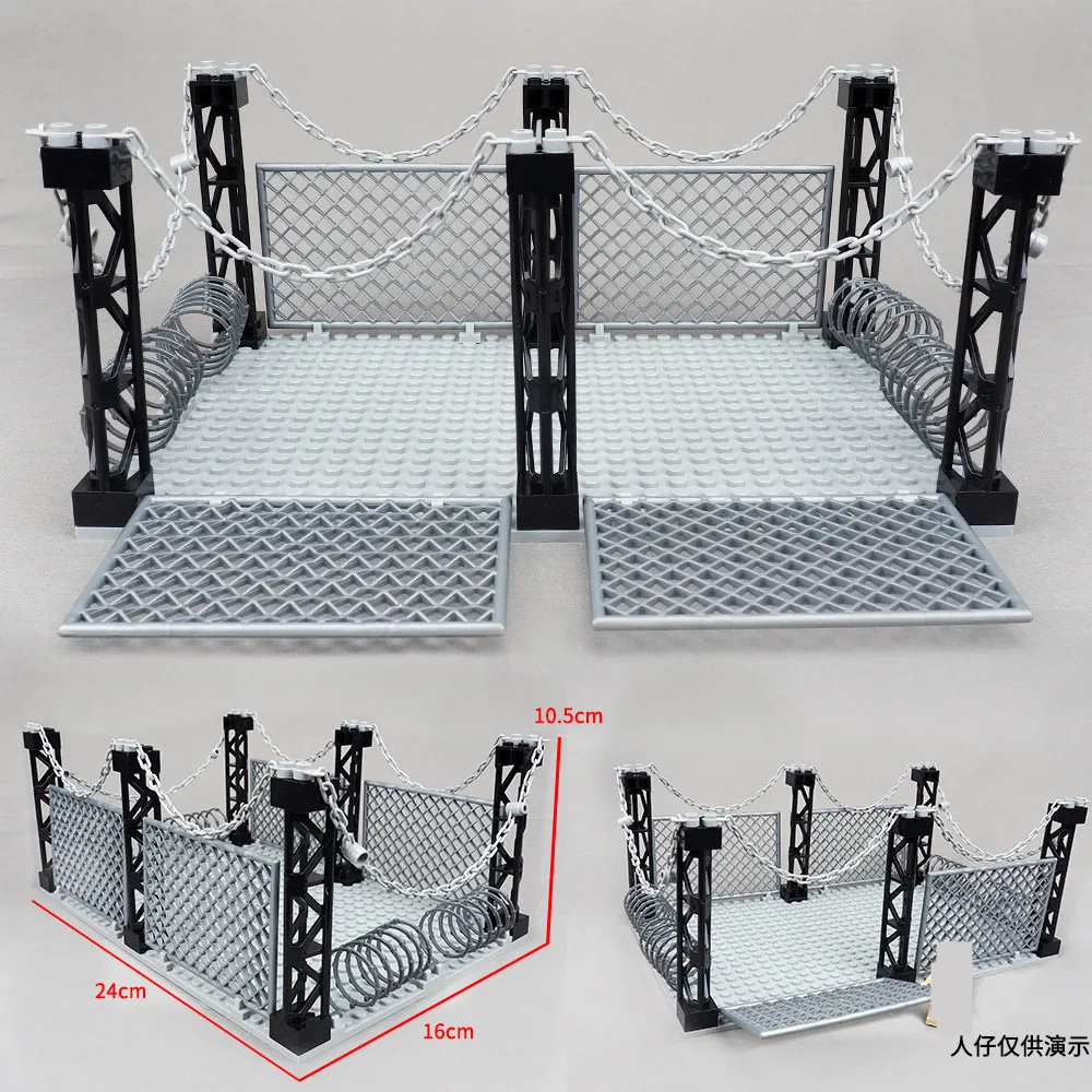 Bloc de construction de Prison en filet à chaîne monocouche, figurines de monstre Zombie, modèle de cage de Prison, bloc Moc à monter soi-même, jouets pour enfants