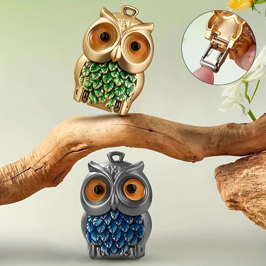 Owl Nail Clippers, Portable Folding Keychain, Capless Portable Nail Scissors, Suitable for Carrying Nail Care Item