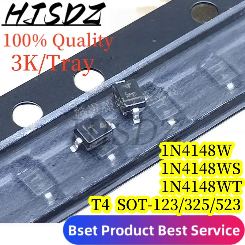 【3K/Tray】 New 1N4148W Series Diode (1N4148W/1N4148WS/1N4148WT - T4) 1206/0805/0603 & SOD-123/323/523， Meet diverse needs