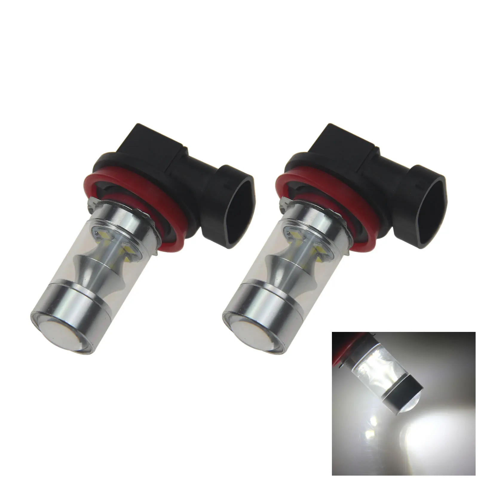 2x White AUTO H11 Signal Lamp Fog Light 12 Emitters 2835 SMD LED PGJ19-3 Z20461